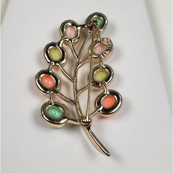 Vintage Sarah Coventry Gold tone Lucite Pastel Cabochon Brooch Pin - Picture 6 of 10